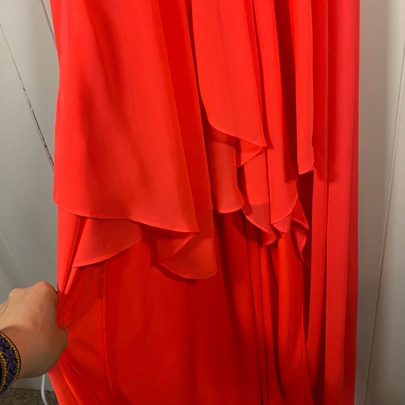 Hailey Logan Adrianna Papell Neon Homecoming Dress Size 7/8 Ruched Chiffon - Picture 6 of 15